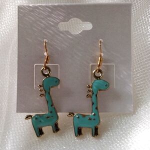 Girls Enamel Giraffe Earring Zoo Animal Sterling Gold Tone Base kid Jewelry